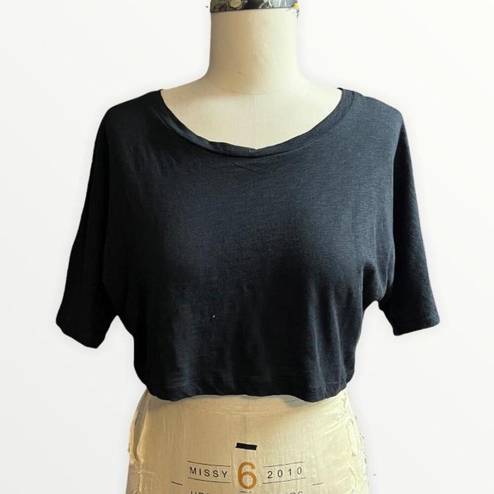 Joyce leslie lace back cropped top black size Large NWT